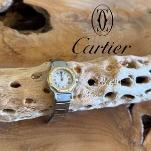 Vintage Cartier Santos Octagon 24mm 18K Yellow Gold Stainless Steel Watch